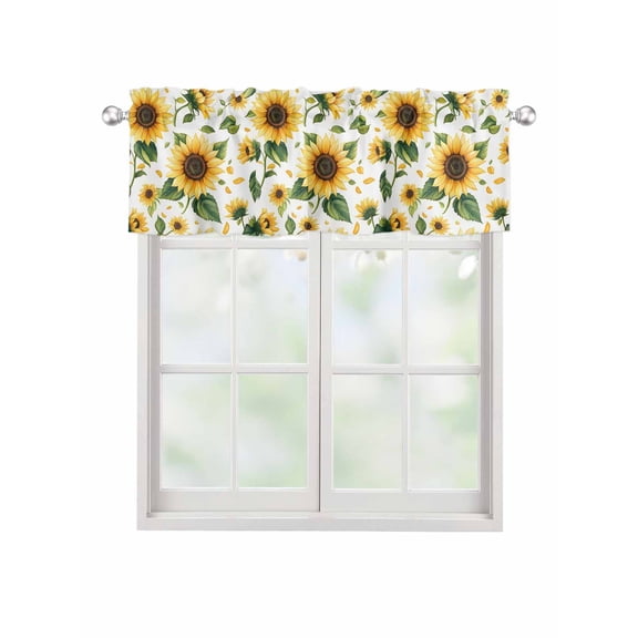 Valances for Windows Spring Sunflower Rod Pocket Cafe Window Treatments Valance Curtains for Kitchen Bathroom Laundry Basement Windows 54"x18"