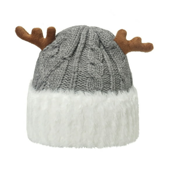 Clearance!Bpxiofoy Christmas Hats Christmas Beanie Winter Hat Winter Warm Knitted Plain Dyed Colorful Hat Letter Charm Custom Knit Hat for Women Christmas Gifts Gray M