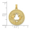 thumbnail image 2 of 14k Gold Marco Island Round Frame With Dolphins In Center Charm 24.7x19.1mm Wide 2mm Thick Pendant Necklace for Women, 2 of 2
