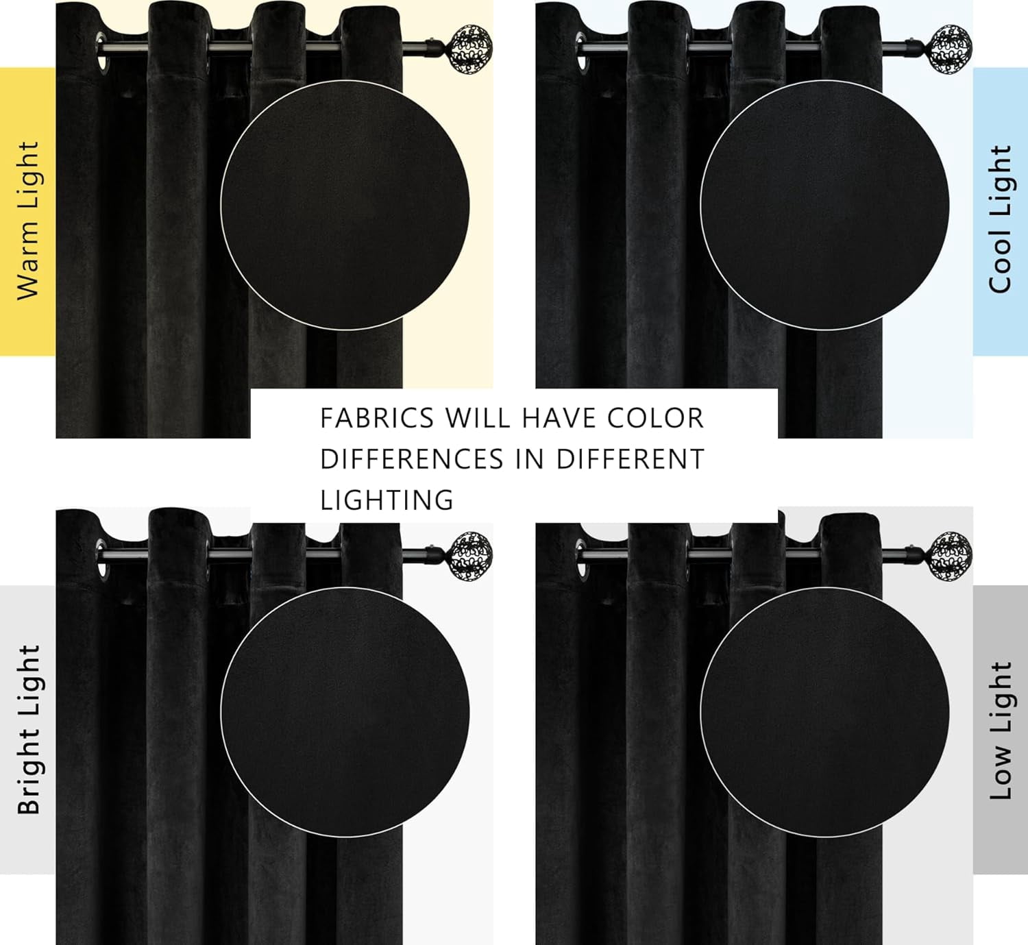 SMILETIME Black 52 x 84in Long Velvet Curtains with Grommet, Thermal Insulated Super Soft Privacy Noise Reducing Light-Filtering Velvet Curtains for Living Room, 2 Panels