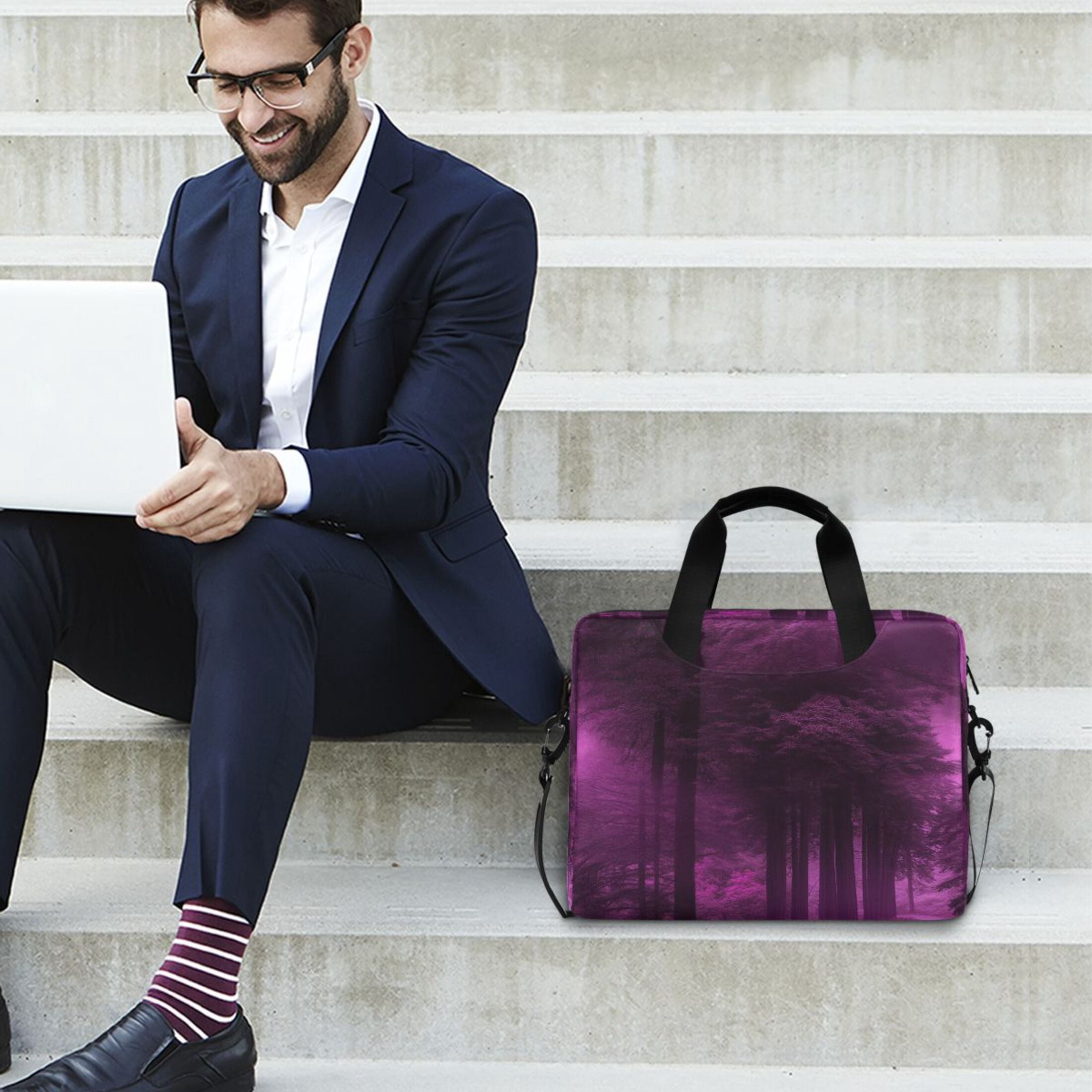 16" Laptop Tote Bag Laptop Sleeve Case Computer Briefcase for Work & Travel Purple Forest