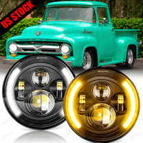 Pair 7" inch Round LED Headlights Halo DRL For Ford F100 F150 F250 Truck