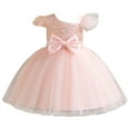 thumbnail image 1 of BYHONG Robe de Concours en Maille pour Fille Enfant Fête Nœud Sans Manches Robe Robes Jupes Robes pour Filles Rose 4a, 1 of 4