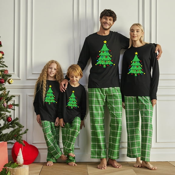 Awkward Styles Family Christmas Pajamas Set Green Holiday Tree Matching Sleepwear