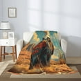 thumbnail image 2 of Sikiie Western Desert Cactus Bald Eagle Cozy Flannel Fleece Throw Blanket: Lightweight & Thick for All Seasons - Perfect for Women, Men, & Kids"40"x30", 2 of 6
