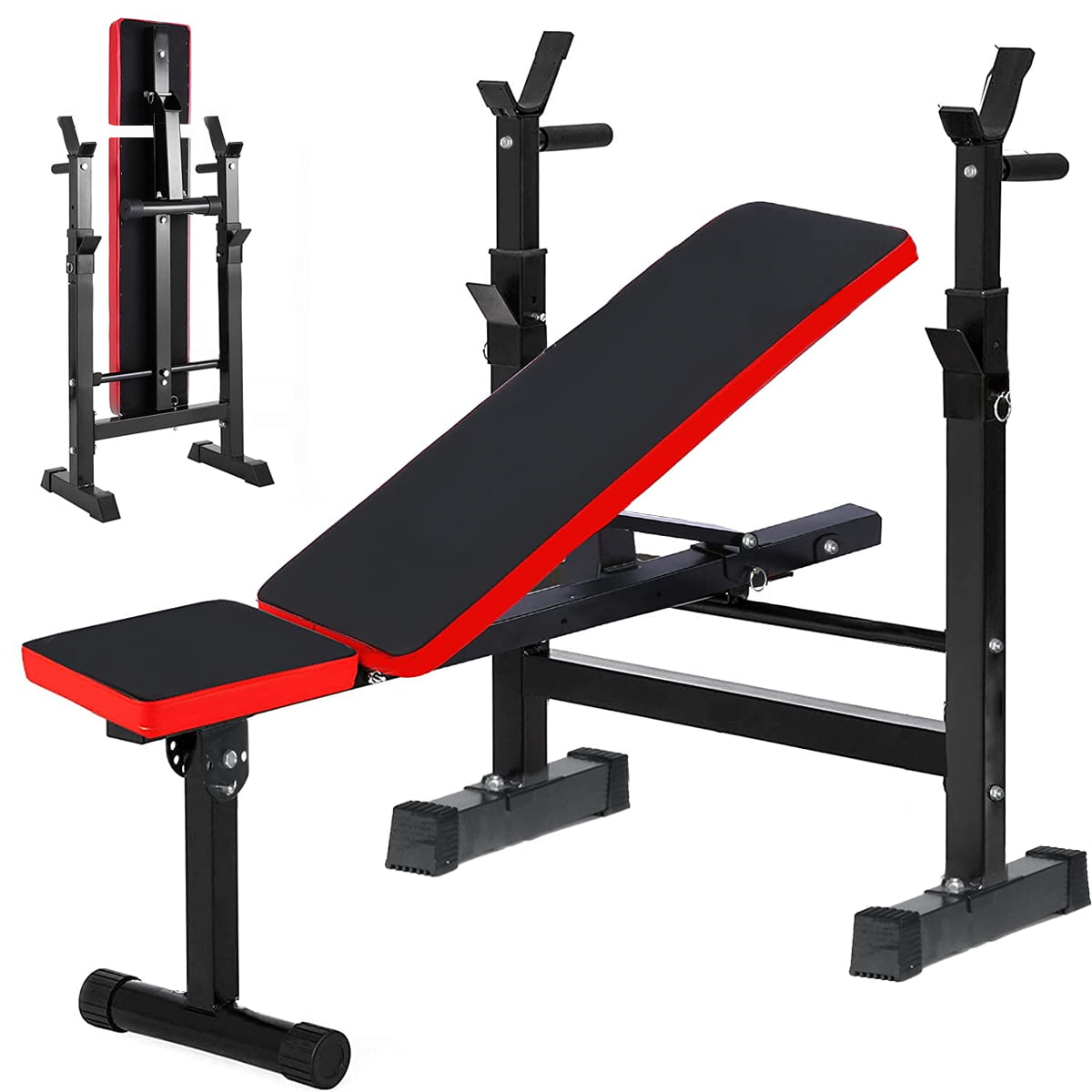 Fitness Bench With Weight Set 140lb Gym Barbell Equipment Home Workout Exercise 