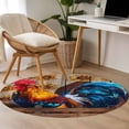 thumbnail image 4 of Farmhouse Rooster Round Area Rug 4Ft Washable Circle Rugs for Bedroom Dining Room, Vintage Farm Chicken Sunflower Wooden Non-Slip Carpet Floor Mats Indoor Outdoor Carpet Runner Aesthetic Home Decor, 4 of 8