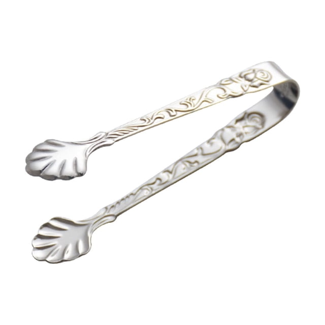 304 Stainless Steel Sugar Cube & Ice Tongs, Rose Design, Spring-Loaded For Snacks, Fruits, Baking, Picnic, Hygienic Kitchen Tool