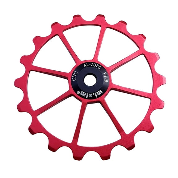 18T Aluminum Ceramic Sealed Bearing Jockey Wheel Roller Rear Derailleur Pulley with Installation Hole Adapter Tubes - Red, 72mm