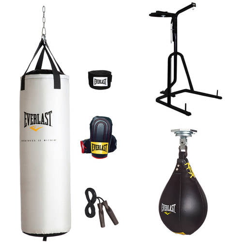 Everlast 3 Station Heavy Bag Stand with Youir Choice of 80-lb Kit, Speedbag or Striking Bag ...