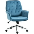 thumbnail image 2 of Vinsetto Velvet Home Office Chair, Tufted Height Adjustable Computer Desk Chair with Swivel Wheels and Padded Armrests, Blue, 2 of 9