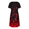 thumbnail image 4 of VEKDONE Robe Décontractée pour Femme d'Été à Imprimé, Manches Courtes, Col en V, Rouge, G, 4 of 7