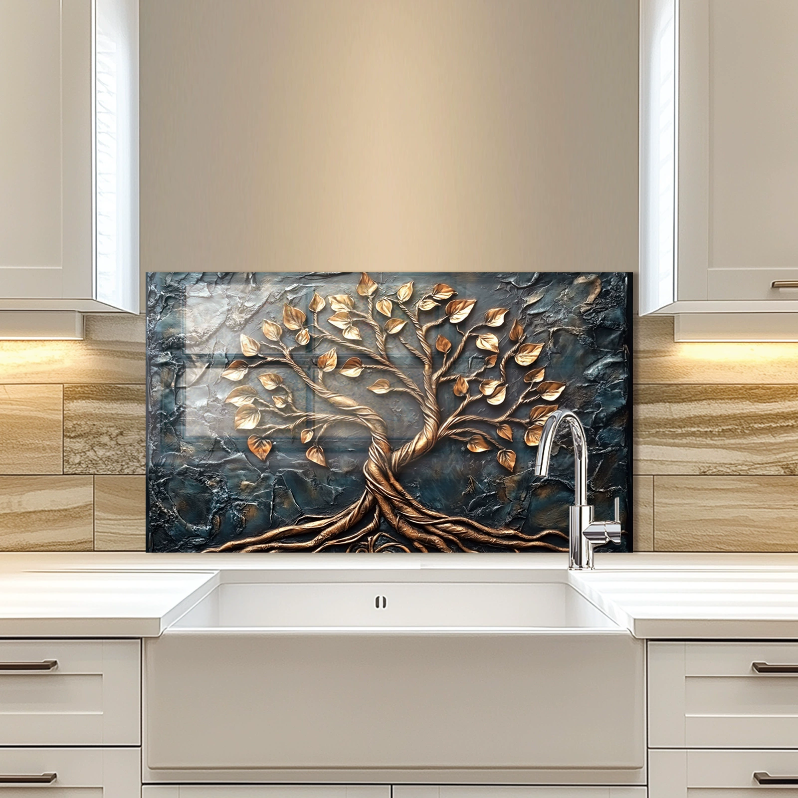 Tempered Glass Backsplash For Kitchen Behind Stove,Stove Back Top Cover,Easy to Clean Glass Splashback, Sink Cover Splash Guard,Home Kitchen Wall Decor