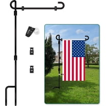 Garden flag stand, high quality yard flagpole, metal powder coated weatherproof paint, with one vise and two spring plugs, flag not included