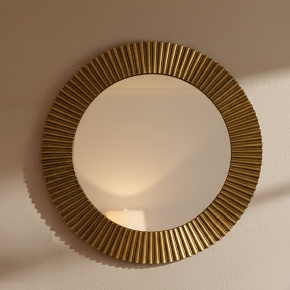 Elk Home Ellipse 32.25-Inch Brass Round Wall Mirror, Mid-Century Modern