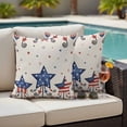 thumbnail image 5 of Independence Day Pillow Covers 2 Pack American Flag Stars Beige Texture Pillowcase Waterproof Outdoor Throw Pillow Cover for Patio Garden Square Cushion 24”x24”, 5 of 9