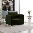 thumbnail image 6 of SZLIZCCC Modern Velvet Accent Chair, Single Sofa Chairs Armchair with Square Arm, Upholstered Accent Chairs for Living Room Green, 6 of 7