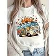 thumbnail image 2 of Women's Casual Short Sleeve T-Shirt with Flower Print - Round Neck Summer Top, Machine Washable & Breathable for Casual Attire, Cute T Shirts, Allseasons Top, Hippie Shirt, Soft Fabric Tee, 2 of 7