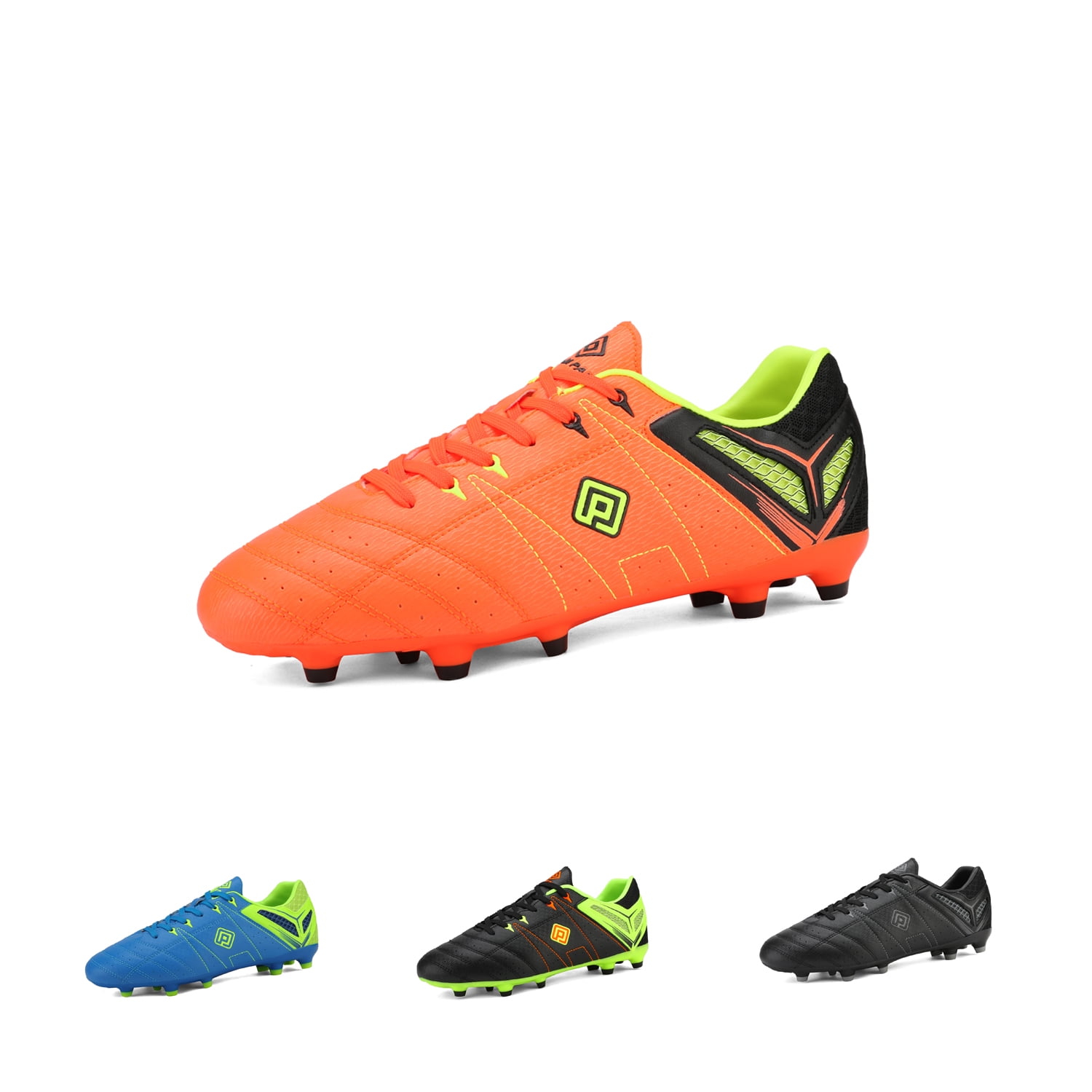 DREAM PAIRS Men Soccer Shoes Football Sneakers Soccer Outdoor Soccer Cleats 160471-M ORANGE/BLACK/LEMON/GREEN Size 9.5