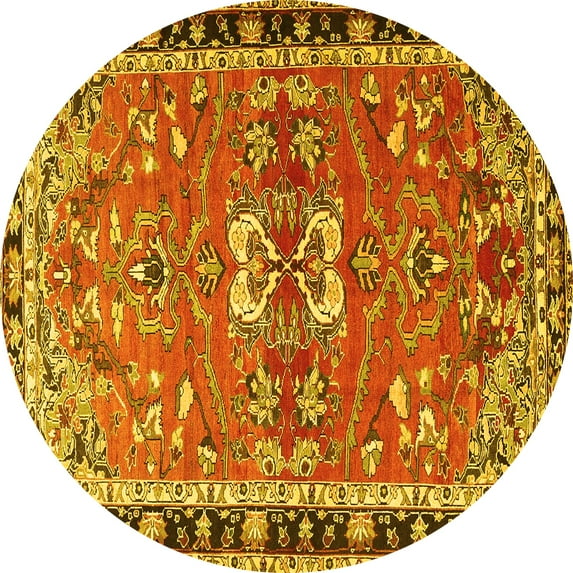 Ahgly Company Indoor Round Persian Yellow Traditional Area Rugs, 3' Round