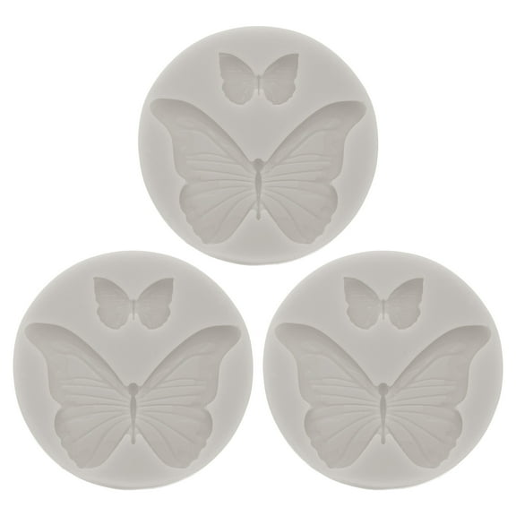 3pcs Polymer Clay Mold, Clay Mold Fondant Mold 2 Butterfly Mold Silicone Rose for Crafts Air Dry DIY Cakes, Grey