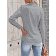 thumbnail image 2 of Women Long‑Sleeve Non‑Sheer Button‑Down Work Blouse, Breathable Business‑Casual Office Daily Tops, 2 of 16