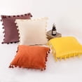 thumbnail image 5 of Nvzi Velvet Soft Solid Decorative Throw Pillow Cover with Tassels Boho Accent Cushion Case for Couch Bedroom Car Yellow 18''x18'', 5 of 5