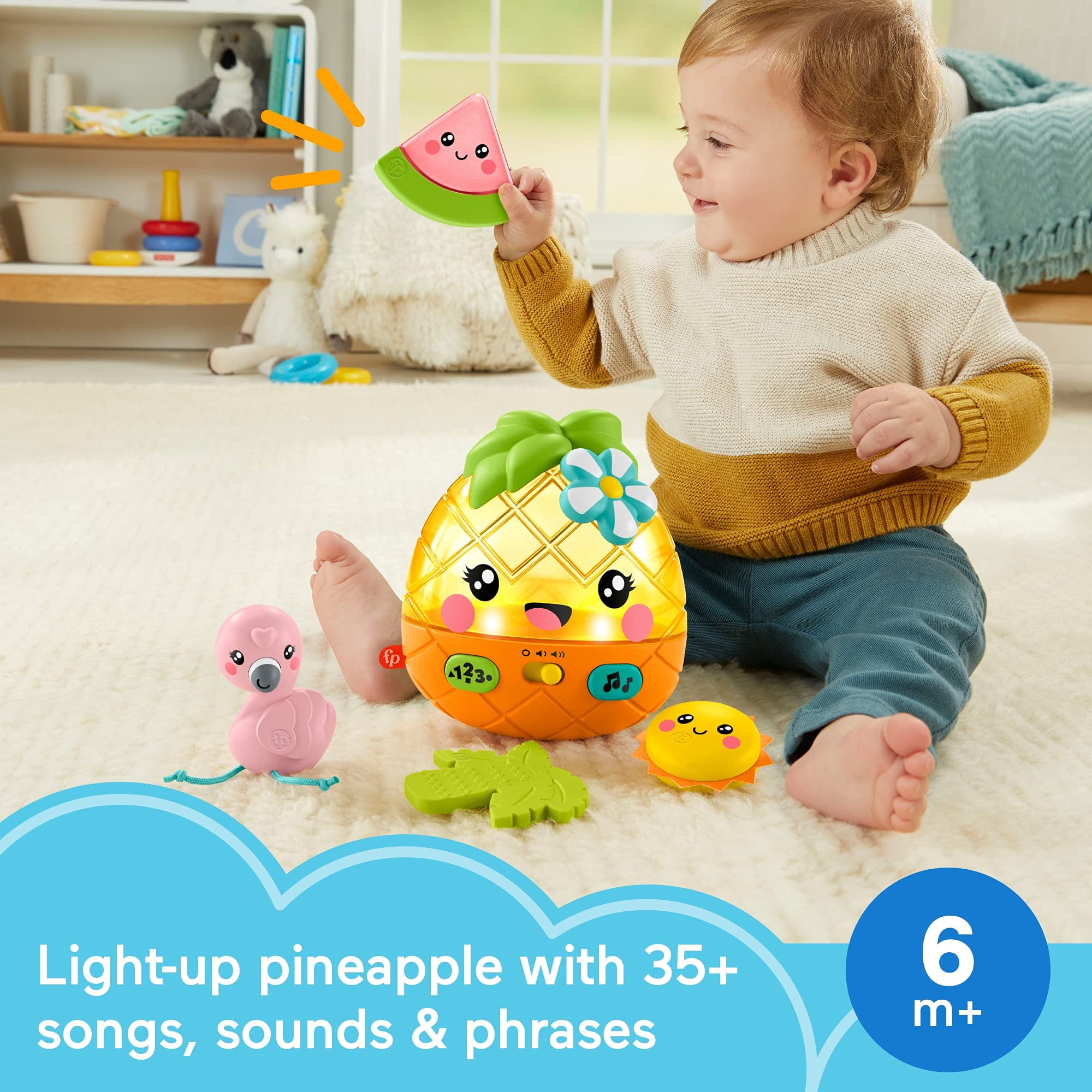 Fisher-Price Paradise Pals Magical Lights & Tunes Pineapple Toy for Baby Toddler Learning
