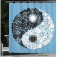 thumbnail image 4 of Ambesonne Ying Yang Shower Curtain, Tao Sign Floral, 69"Wx70"L, Blue Black Grey, 4 of 5