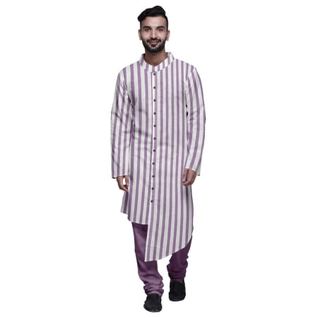 

Atasi Printed Kurta Pajama For Men Asymmetric Style Casual Summer Clothing