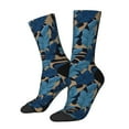 thumbnail image 1 of Balery Blue Leaves A Calcetas Largas con Estampado para Hombre y Mujer – Suaves y Transpirables, Talla Única (US 5-11), 1 of 6