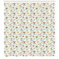 thumbnail image 3 of Nursery Shower Curtain, Doodle Pattern with Birds Clouds Heart Shaped Balloons Flowers and Sun, Fabric Bathroom Set with Hooks, 69W X 84L Inches Extra Long, Multicolor, by Ambesonne, 3 of 3