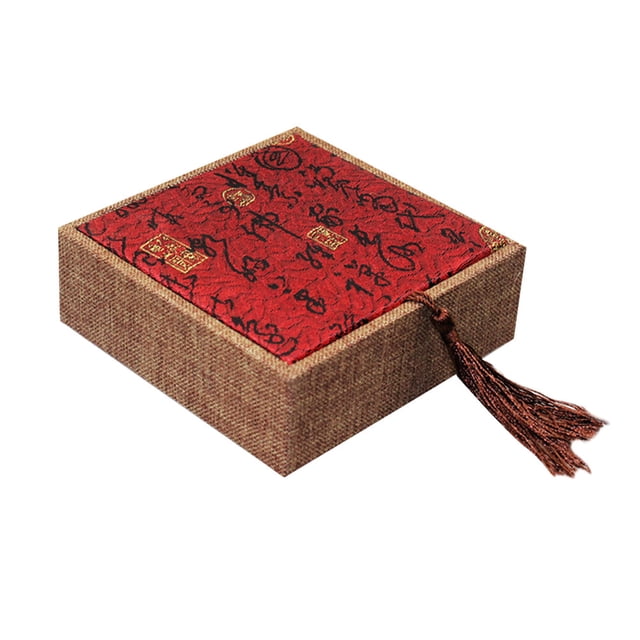 KAKOWELY 1pc Letter Gift Box Chinese Style Retro Jewelry Box Premium Gift Box Packaging Box (Red Tassel),4.72"X4.72"X1.57"