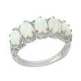 thumbnail image 1 of LBG British Made 10k White Gold Natural Opal Womens Eternity Ring - 33 size options - Size 9.5, 1 of 6