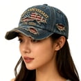 thumbnail image 6 of Wipya Vintage American Flag Baseball Cap Patriotic Adjustable Hat For US Independence Day Celebration 1776 US History Fans Blue, 6 of 6