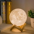 thumbnail image 1 of Moon Lamp 5.9 Inch - 3d Printed Lunar Lamp Moon Light Night Lights, Usb Charging Touch Control Brightness White & Yellow, 1 of 5