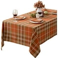 thumbnail image 1 of Thanksgiving Culloden Plaid Fabric Weave Tablecloth Traditional Bold Rust Cotton Plaid Table Cover x Oval, 1 of 9