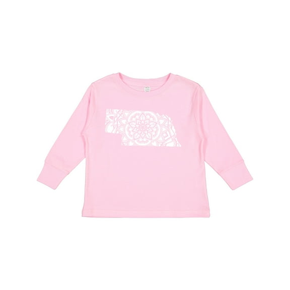 Inktastic Nebraska Silhouette Mandala Boys or Girls Long Sleeve Toddler T-Shirt