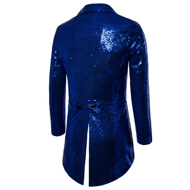 TRKIYQC Traje para Hombre, Lentejuelas Brillantes, Cuello Vuelto, Manga Larga, Discoteca, Baile de Graduación, Esmoquin con Cola de Golondrina para Hombre TRKIYQC moda