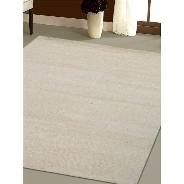 Tapis de 3 x 5 Pi de Laine de Métier Nouée à la Main Solide&44; Beige