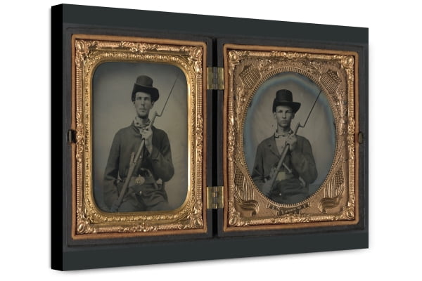 Canvas Print: Two Unidentified Soldiers In Union Uniforms With ...