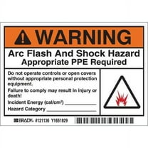 Brady Arc Flash Label,3-1/2 In. H,5 In. W,PK5, 121136 121136