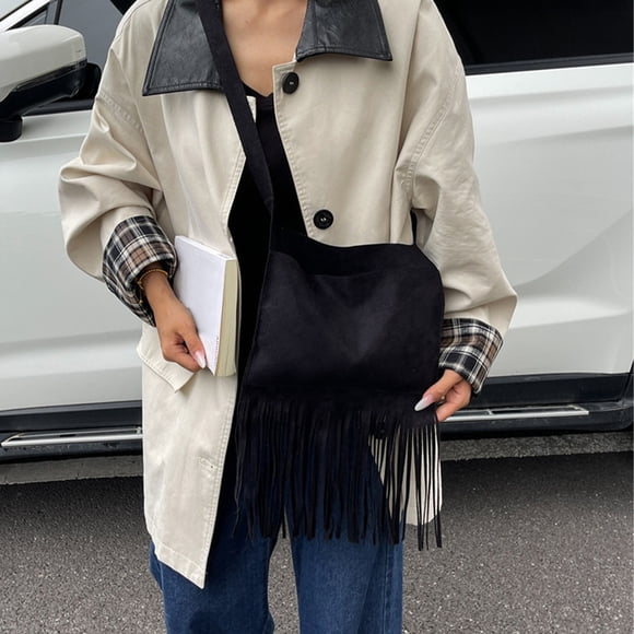 FHBVT Small Square Handbag for Women, Fashionable Tassel Shoulder Bag, Versatile Crossbody Bag, Large Capacity, Adjustable Strap, Stylish Everyday Bag for Work, Travel, Sports, and Commuting