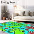 thumbnail image 2 of ODIKA 6'x9' Machine Washable Non-Slip Area Rug, Vibrant Life Showcasing Cartoon Axolotl and Ocean Plants High Traffic Rug, Green, 721731, 2 of 7
