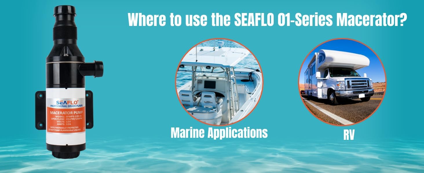 SEAFLO Macerator Pump System 12V for RV Marine 01-Series Improved