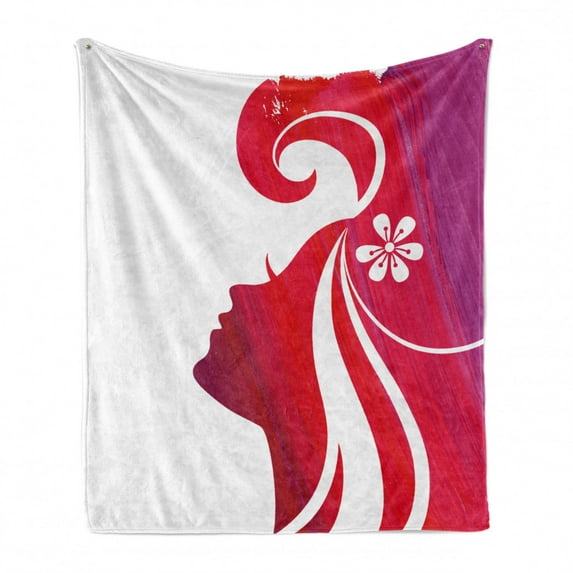Saying Soft Flannel Fleece Throw Blanket, You Look Today Empowering Calligraphy, Cozy Plush for Indoor and Outdoor Use, 50" x 60", Dark Pink Fuchsia White, by Ambesonne