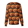 thumbnail image 4 of MLQIDK Halloween Scrub Jackets for Women Lightweight Pumpkin Ghost Bat Print Snap Front Long Sleeve Warm up Scrubs Sets Plus Size Nurses Working Uniforms Orange L, 4 of 5