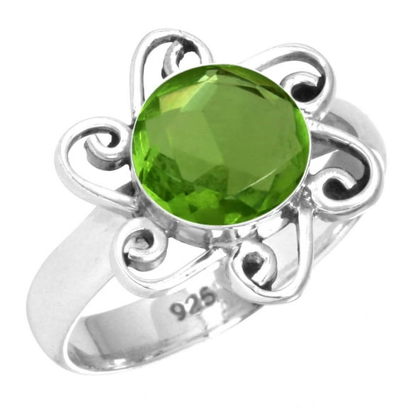 925 Sterling Silver Women Jewelry Peridot Quartz Ring