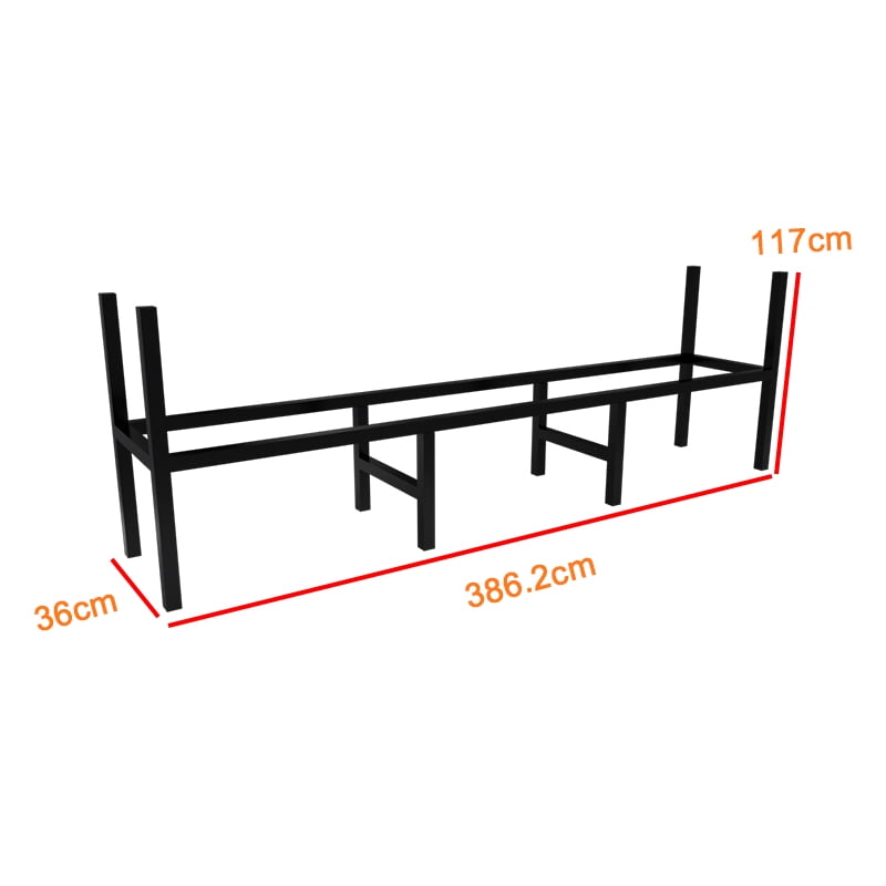 Firewood Storage Rack, 12.7 FT Heavy Duty Log Holder with Waterproof Cover for Garden Patio Backyard Lawn Firewood Organizer, Black