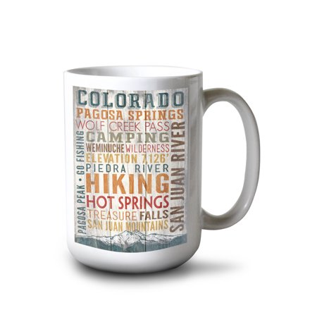 

15 fl oz Ceramic Mug Pagosa Springs Colorado Cabin Rules Rustic Typography Dishwasher & Microwave Safe